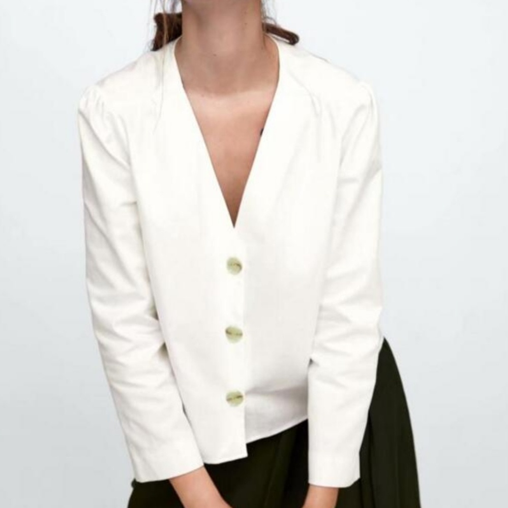 Linen-blend Long Sleeve Button Shirt